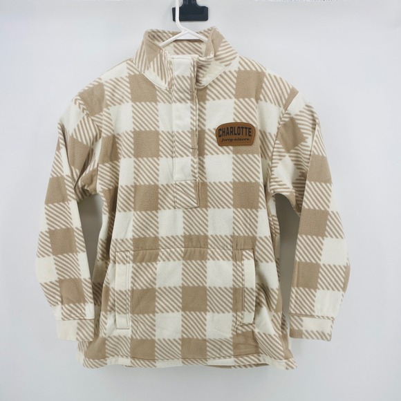 UNC Charlotte Forty-Niners Tops - UNC Charlotte Forty-Niners Fleece Pullover Tan Plaid New NCAA Women Size L 12/14